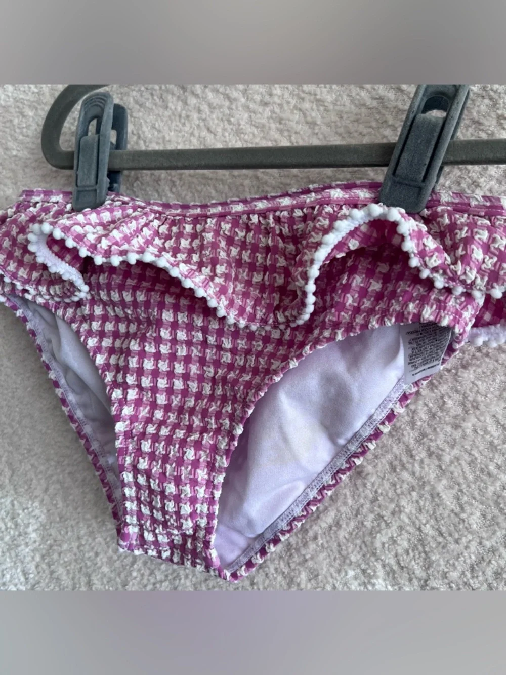 Janie And‎ Jack Two Piece Bikini Set Seersucker Purple White Bathing Suit Size 8